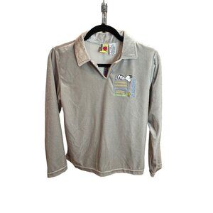 Peanuts NWT Kids’ Snoopy Pullover Velour Gray Collared Long Sleeve Shirt